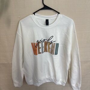Gildan White Girls Weekend Sweater